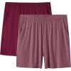JINSHI Womens Pajama Shorts Soft Comfortable Lightweight Elastic Drawstring Modal Pajama Bottoms Lounge Shorts with Pockets(C04-wine Red/Pink)