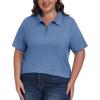 MoFiz Plus Size Golf Polo Shirts for Women Zip Up Short Sleeve Collared Tennis Workout Tops Sport Athletic Activewear XL-5XL(Blue)