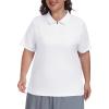 MoFiz Plus Size Golf Polo Shirts for Women Zip Up Short Sleeve Collared Tennis Workout Tops Sport Athletic Activewear XL-5XL(White)
