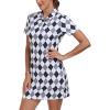 MoFiz Short Sleeve Polo Dresses with Zipper for Women Comfy Stretchy Tennis Dress Sport Casual Wear Golf Outfits(2025-black Plaid)
