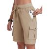 MoFiz Women’s 10″ Hiking Cargo Shorts Lightweight Quick Dry Outdoor Running Athletic Short Summer Travel Loose 6 Pockets(B03-khaki)