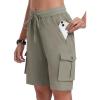 MoFiz Women’s 10″ Hiking Cargo Shorts Lightweight Quick Dry Outdoor Running Athletic Short Summer Travel Loose 6 Pockets(B04-grey Khaki)