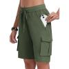 MoFiz Women’s 10″ Hiking Cargo Shorts Lightweight Quick Dry Outdoor Running Athletic Short Summer Travel Loose 6 Pockets(B06-army Green)
