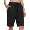 MoFiz Womens 10″ Long Shorts for Women Knee Length Quick Dry Women Hiking Cargo Athletic Travel Golf Shorts with Zip Pockets(Aa-black)