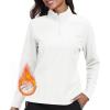 MoFiz Women’s 1/4 Zip Polar Fleece Pullover Long Sleeve Soft Lightweight Warm Winter Jacket Top(White)