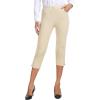 MoFiz Women’s Capri Pants Summer Pull-On Stretch Straight Leg Golf Yoga & Business Casual Dressy Cropped Pants with Pockets(Apricot)
