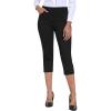 MoFiz Women’s Capri Pants Summer Pull-On Stretch Straight Leg Golf Yoga & Business Casual Dressy Cropped Pants with Pockets(Black)