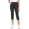 MoFiz Women’s Capri Pants Summer Pull-On Stretch Straight Leg Golf Yoga & Business Casual Dressy Cropped Pants with Pockets(Charcoal Dark Grey)