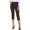 MoFiz Women’s Capri Pants Summer Pull-On Stretch Straight Leg Golf Yoga & Business Casual Dressy Cropped Pants with Pockets(Coffee Brown)