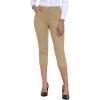 MoFiz Women’s Capri Pants Summer Pull-On Stretch Straight Leg Golf Yoga & Business Casual Dressy Cropped Pants with Pockets(Khaki)