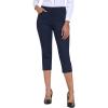 MoFiz Women’s Capri Pants Summer Pull-On Stretch Straight Leg Golf Yoga & Business Casual Dressy Cropped Pants with Pockets(Navy Blue)
