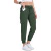 MoFiz Women’s Cargo Joggers Lightweight Quick-Dry Elastic Waist Summer Pants for Hiking, Golf & Outdoor Travel Ankle Cuffs(Army Green)