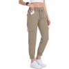 MoFiz Women’s Cargo Joggers Lightweight Quick-Dry Elastic Waist Summer Pants for Hiking, Golf & Outdoor Travel Ankle Cuffs(Khaki)