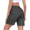 MoFiz Women’s Cargo Shorts Bermuda Shorts Button Pockets Elastic Waist Knee Length Long Hiking Casual Shorts for Summer(Grey)