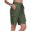 MoFiz Women’s Cargo Shorts Quick Dry Athletic Shorts Lightweight Running Summer Hiking Shorts with Pockets(Army Green)