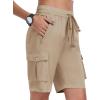 MoFiz Women’s Cargo Shorts Quick Dry Athletic Shorts Lightweight Running Summer Hiking Shorts with Pockets(Khaki)