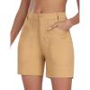 MoFiz Women’s Cotton Bermuda Cargo Shorts 7″ Casual Summer Elastic Waist Hiking Shorts with 6 Pockets(Beige)
