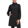 MoFiz Women’s Fleece Dress Sweatshirt Long Half Zip Pullover Polar Tunic Winter Lounge Dress Warm Cover Ups with Pocket(Black)