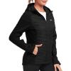 MoFiz Womens Fleece Lined Softshell Jacket Hooded Lightweight Insulated Puffer Hybrid Down Jacket Full Zip Running Coat(Black)
