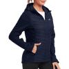 MoFiz Womens Fleece Lined Softshell Jacket Hooded Lightweight Insulated Puffer Hybrid Down Jacket Full Zip Running Coat(Navy)