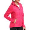 MoFiz Womens Fleece Lined Softshell Jacket Hooded Lightweight Insulated Puffer Hybrid Down Jacket Full Zip Running Coat(Rose Red)