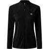 MoFiz Women’s Full Zip Hiking Shirt Lightweight UPF 50+ Sun Protection Running Jacket Long Sleeve Sports Outdoor Top Pocket(Black)
