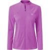 MoFiz Women’s Full Zip Hiking Shirt Lightweight UPF 50+ Sun Protection Running Jacket Long Sleeve Sports Outdoor Top Pocket(Purple)