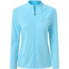 MoFiz Women’s Full Zip Hiking Shirt Lightweight UPF 50+ Sun Protection Running Jacket Long Sleeve Sports Outdoor Top Pocket(Sky Blue)