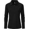 MoFiz Women’s Golf Polo Shirt Long Sleeve Collared 1/4 Zip Stretch Soft Athletic Tops for Tennis Hiking & Outdoor Sports(Black)