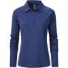 MoFiz Women’s Golf Polo Shirt Long Sleeve Collared 1/4 Zip Stretch Soft Athletic Tops for Tennis Hiking & Outdoor Sports(Navy Blue)