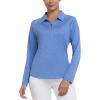 MoFiz Women’s Golf Polo Shirt Long Sleeve Collared 1/4 Zip Stretch Soft Athletic Tops for Tennis Hiking & Outdoor Sports(Sky Blue)