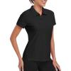 MoFiz Women’s Golf Polo Shirt Short Sleeve UPF 50+ Collared 1/4 Zip Tennis Tops Quick-Dry Lightweight Cooling Athletic Shirt(Black)