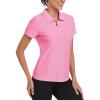MoFiz Women’s Golf Polo Shirt Short Sleeve UPF 50+ Collared 1/4 Zip Tennis Tops Quick-Dry Lightweight Cooling Athletic Shirt(Pink)