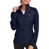 MoFiz Womens Lightweight Insulated Hiking Jacket Fleece Lined Thermal Hybrid Softshell Full Zip Winter Fall Running Coat(Navy Blue)