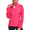 MoFiz Womens Lightweight Insulated Hiking Jacket Fleece Lined Thermal Hybrid Softshell Full Zip Winter Fall Running Coat(Rose Red)