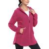 MoFiz Women’s Long Polar Fleece Jacket Full Zip Up with Hood Lightweight Soft Fleece Coat for Travel & Winter Athletic Wear(Jacket-rose Red)