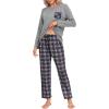 MoFiz Women’s Pajamas Sets Long Sleeve Soft Sleepwear 2 Piece Pjs Lightweight Lounge Set(Plaid 55)