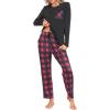 MoFiz Women’s Pajamas Sets Long Sleeve Soft Sleepwear 2 Piece Pjs Lightweight Lounge Set(Plaid 58)