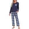 MoFiz Women’s Pajamas Sets Long Sleeve Soft Sleepwear 2 Piece Pjs Lightweight Lounge Set(Plaid 59)