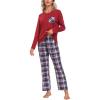 MoFiz Women’s Plaid Pajama Set Long Sleeve, Soft 2-Piece Sleepwear with Pockets Cozy PJs & Loungewear for Holiday, Christmas(57-pink Plaid)