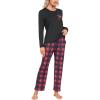MoFiz Women’s Plaid Pajama Set Long Sleeve, Soft 2-Piece Sleepwear with Pockets Cozy PJs & Loungewear for Holiday, Christmas(58-red Plaid)