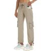 MoFiz Women’s Plus Size Cargo Pants Casual Hiking Pants Lightweight Quick Dry Summer Pants for Women(B01-khaki)