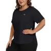MoFiz Women’s Plus Size Workout Tops Short Sleeve Running Shirts UPF 50+ Hiking T-Shirts Quick Dry Athletic Top(Black)