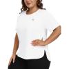 MoFiz Women’s Plus Size Workout Tops Short Sleeve Running Shirts UPF 50+ Hiking T-Shirts Quick Dry Athletic Top(White)