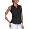 MoFiz Women’s Sleeveless Golf Shirt Collared 1/4 Zip Tennis Tank Tops UPF 50+ Quick-Dry Lightweight Athletic Polo Shirt(02 Black)