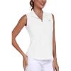 MoFiz Women’s Sleeveless Golf Shirt Collared 1/4 Zip Tennis Tank Tops UPF 50+ Quick-Dry Lightweight Athletic Polo Shirt(02 White)