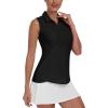 MoFiz Women’s Sleeveless Golf Shirt Collared 1/4 Zip Tennis Tank Tops UPF 50+ Quick-Dry Lightweight Athletic Polo Shirt(Black)