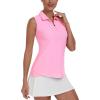 MoFiz Women’s Sleeveless Golf Shirt Collared 1/4 Zip Tennis Tank Tops UPF 50+ Quick-Dry Lightweight Athletic Polo Shirt(Pink)