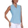 MoFiz Women’s Sleeveless Golf Shirt Collared 1/4 Zip Tennis Tank Tops UPF 50+ Quick-Dry Lightweight Athletic Polo Shirt(Sky Blue)
