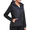 MoFiz Women’s Softshell Jacket with Hood Fleece Lined Warm Lightweight Waterproof Insulated Fall Running Coat(Black)